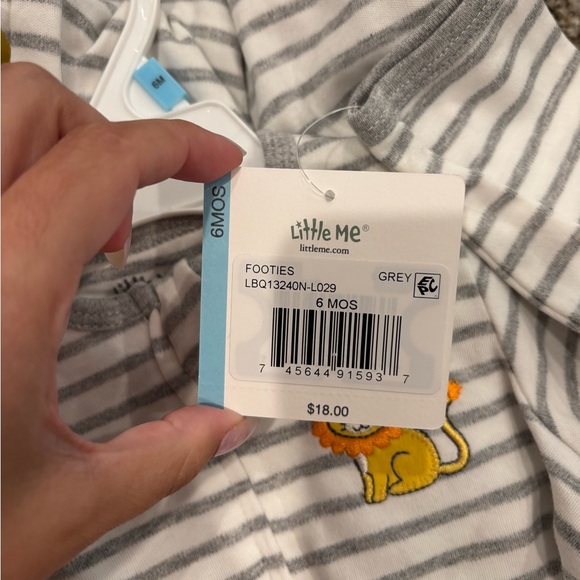 Little Me Gray and Yellow Footies with Cozy Stripes - Picture 3 of 3